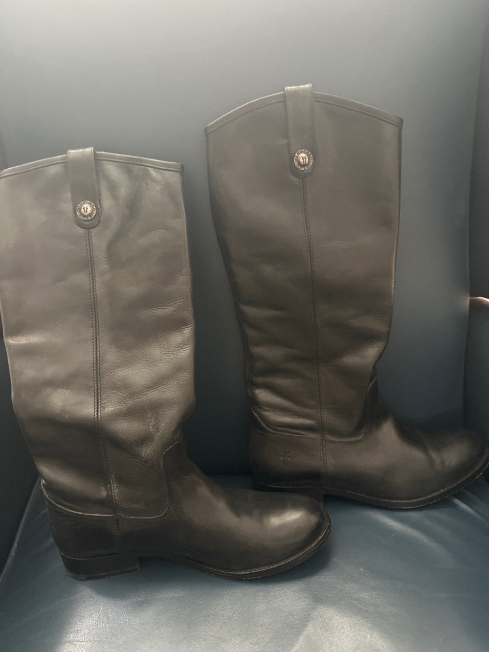 Frye Black Leather Tall Riding Boots